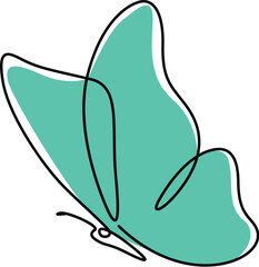 Butterfly one line art elegance minimalist drawing.