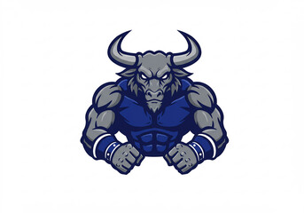 Powerful Grey Minotaur Pixel Art Illustration