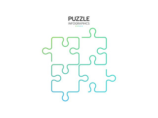 Puzzle infographic with four piece business presentation. Circle infograph. 4 Step puzzle round process diagram.