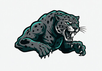 Powerful Grey Panther Pixel Art Illustration
