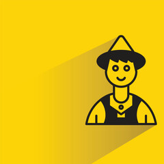 boy character with shadow on yellow background