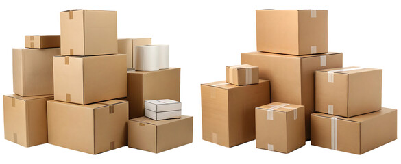 Stack of cardboard boxes for moving or shipping.