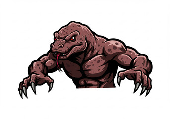 Powerful Muscular Komodo Dragon Pixel Art Illustration