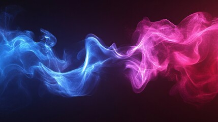 Blue and pink smoke swirls on a dark background creating a mystical and atmospheric effect.
