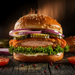 Delicious Cheeseburger with Fresh Ingredients