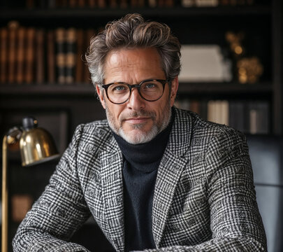 Portrait of handsome man in checked suit
