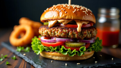 Delicious Cheeseburger with Fresh Ingredients