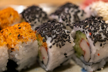 Assorted Sushi Rolls: A Culinary Delight variety of sushi rolls, each bursting with flavor and color