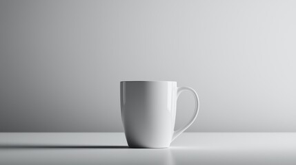 A serene still life, white cup on wooden table in minimalist photography 