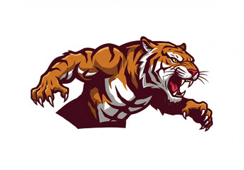 Powerful Roaring Orange Tiger Illustration