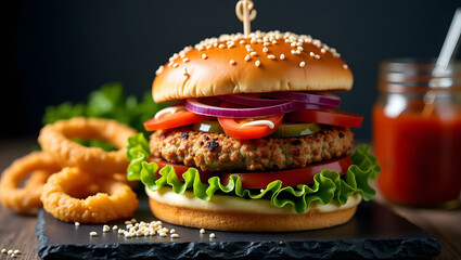 Delicious Cheeseburger with Fresh Ingredients