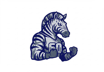 Powerful Zebra Athlete Mascot Illustration