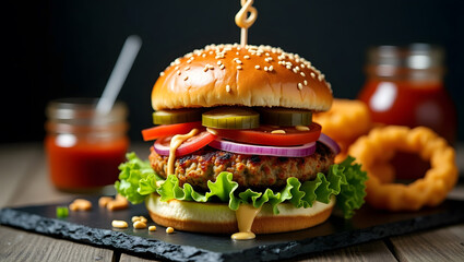 Delicious Cheeseburger with Fresh Ingredients