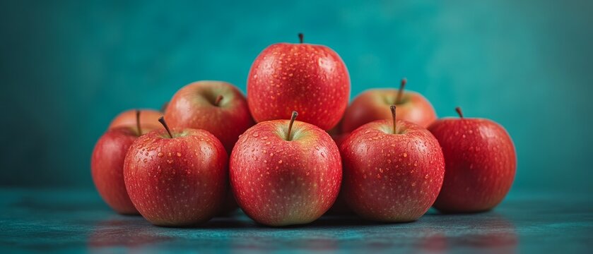 A bunch of red apples are piled on top of each other