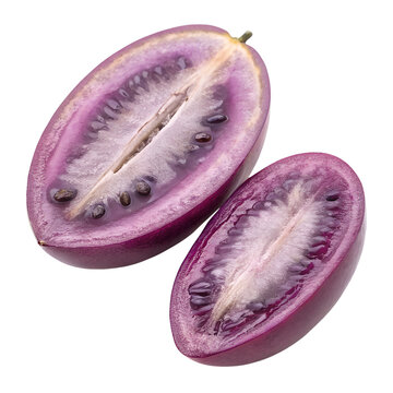 Top view of Akebi (Purple fruit with jelly-like flesh - アケビ), isolated on a transparent background