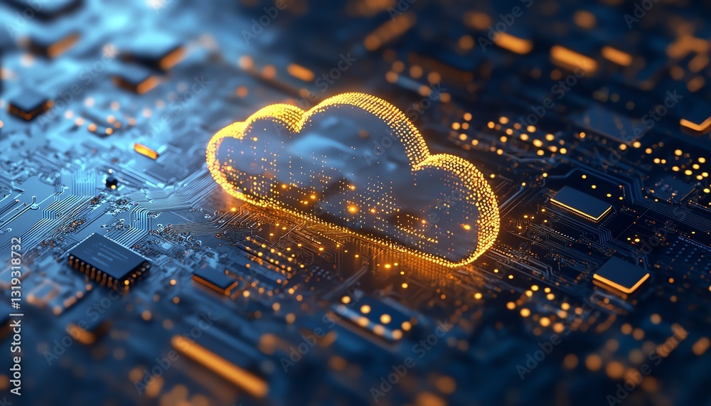 Poster digital illustration of cloud computing security