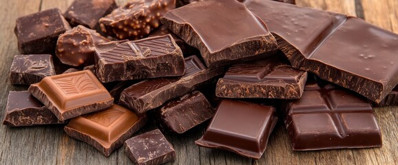 Pile of rich and decadent chocolate creations perfectly arranged for tempting indulgence and sweet treats presentation