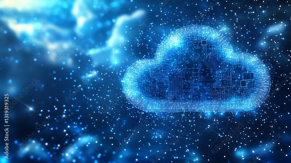 Aufkleber Secure cloud computing visual with a cloud symbol over a chip