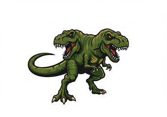Obraz premium Two Headed Tyrannosaurus Rex Pixel Art Illustration