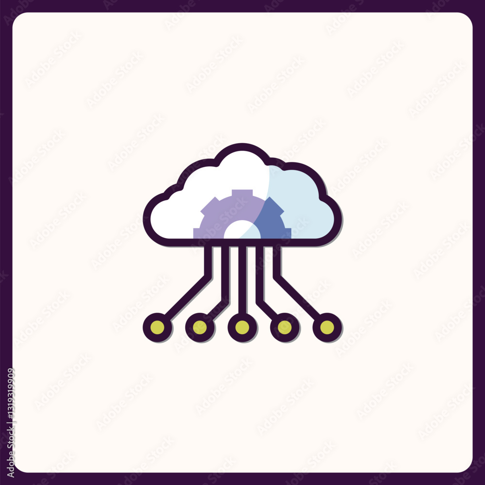 Poster innovative cloud computing technology network design concept for web interfaces