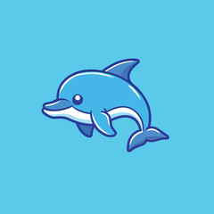 Fototapeta premium A charming vector picture of a drawn dolphin