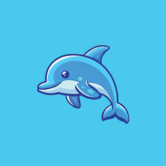 Fototapeta premium A charming vector picture of a drawn dolphin