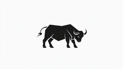 Powerful bull silhouette, farm animal, white background, logo design
