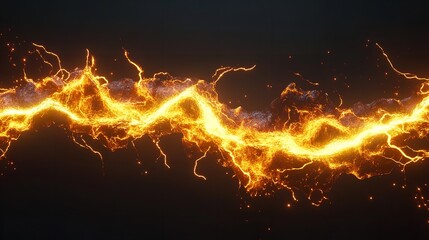 A Fiery River Of Cosmic Energy Flows Across The Dark Expanse, A Breathtaking Display Of Incandescent Power And Celestial Dynamism With Glittering Particles And Dark Background