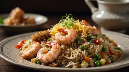 Delicious Fried Rice with Shrimp and a Rich Yellow Yolk