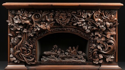 Ornate Wood Fireplace Mantel