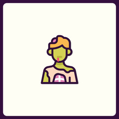 Creepy Zombie Illustration: A Colorful Icon for Halloween Designs