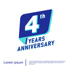 Obraz premium 4th years anniversary celebration emblem. anniversary logo isolated with blue ribbon on white background. vector illustration template design for web, flyers, poster, invitation or greeting card