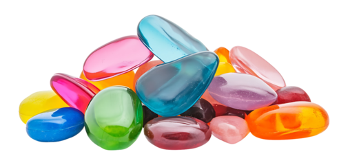 Pile of colorful translucent pebbles