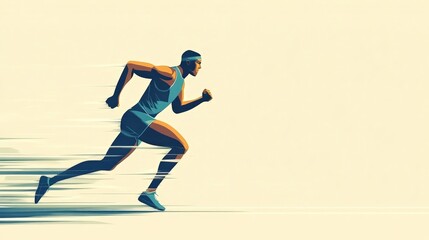 Fototapeta premium Determined male athlete running at high speed towards victory