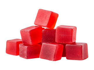 Delicious red candy cubes, sweet treat