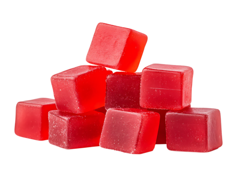 Delicious red candy cubes, sweet treat