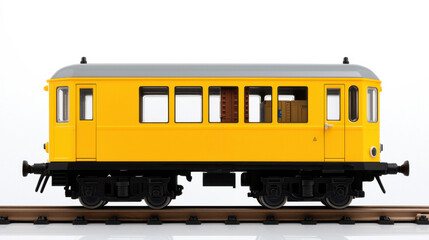 Fototapeta premium Yellow Model Train Car on a White Background