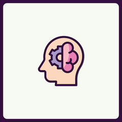 Conceptual icon design illustrating the mechanism of the thinking process