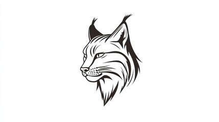 Obraz premium Lynx head profile black and white graphic