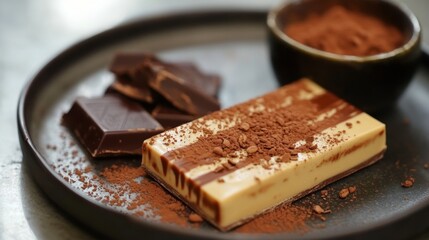 Indulge in the perfect pairing of rich chocolate bar and aromatic coffee for ultimate delight