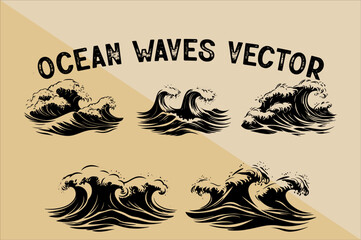 Ocean Wave Vector Bundle. Tropical Beach Wave Bundle.