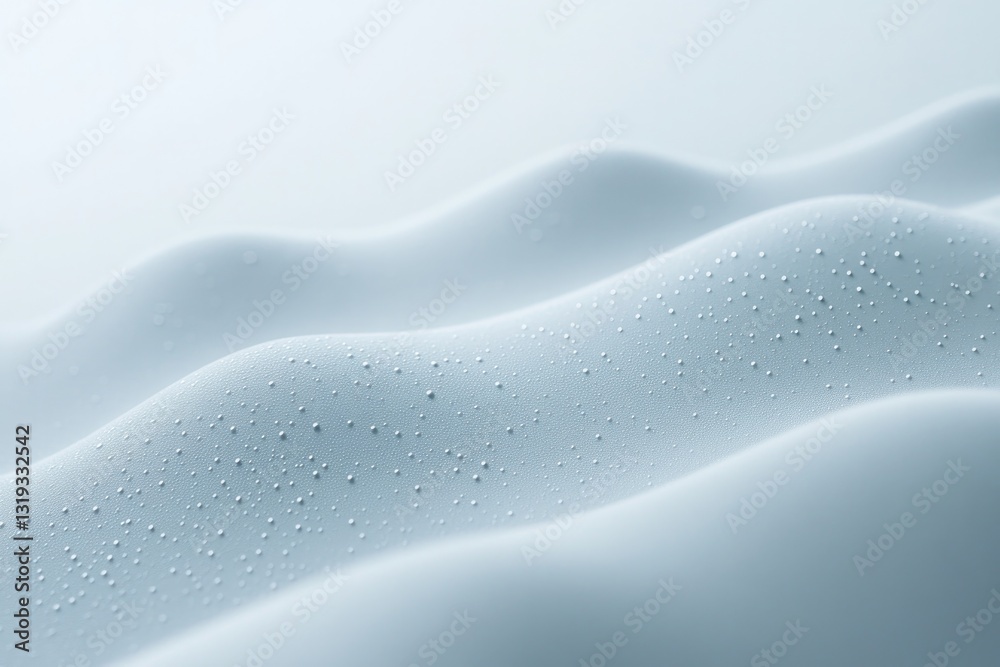 Wall mural cinematic close-up of liquid mercury droplets forming wave-like pattern on flat surface under soft l