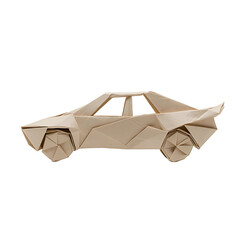 Paper Origami Car on Black: A detailed origami car with angular designs, showcasing the art of paper folding and creating three-dimensional forms.