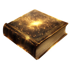A Celestial Holy Book with Golden Beams Isolated on Transparent Background
