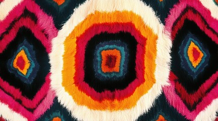 Tie dye woolen textile. Vibrant tie dye fur texture with colorful swirls for fashion design.