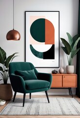 Stylish interior design featuring a cozy chair and modern art in a serene living space filled with greenery