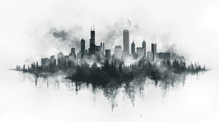 Fototapeta premium Smog-shrouded city skyline