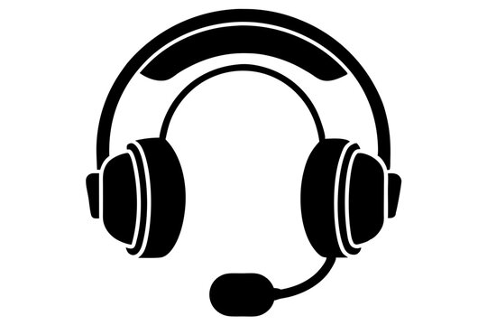 recommend clip art: Customer support headset silhouette vector