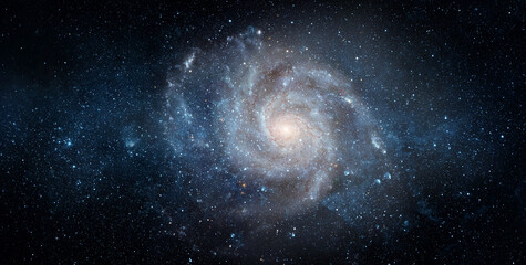 Space scene with stars in the galaxy. Panorama. Universe filled with stars, nebula and galaxy,. Elements of this image furnished by NASA