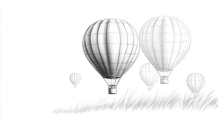 Obraz premium Majestic hot air balloons soaring through the sky, a colorful aerial adventure three